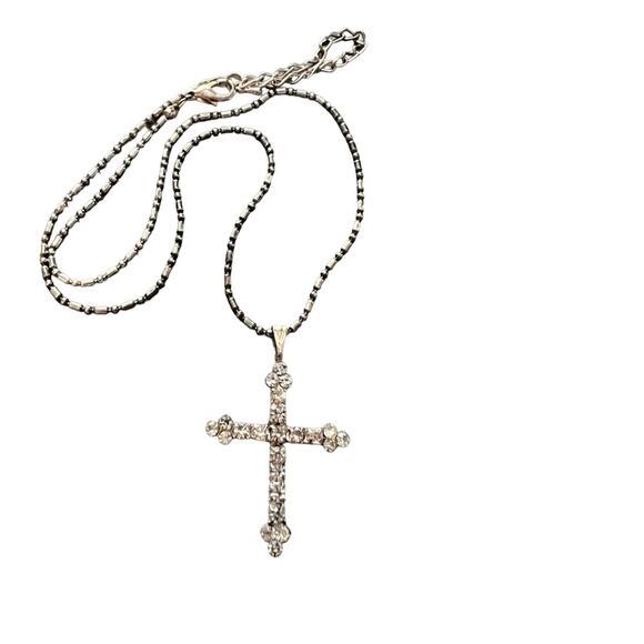 Silver Tone Cross Pendant Necklace - Picture 1 of 6